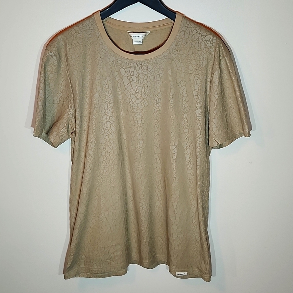 ElevenParis Men's taupe crackle pattern tshirt